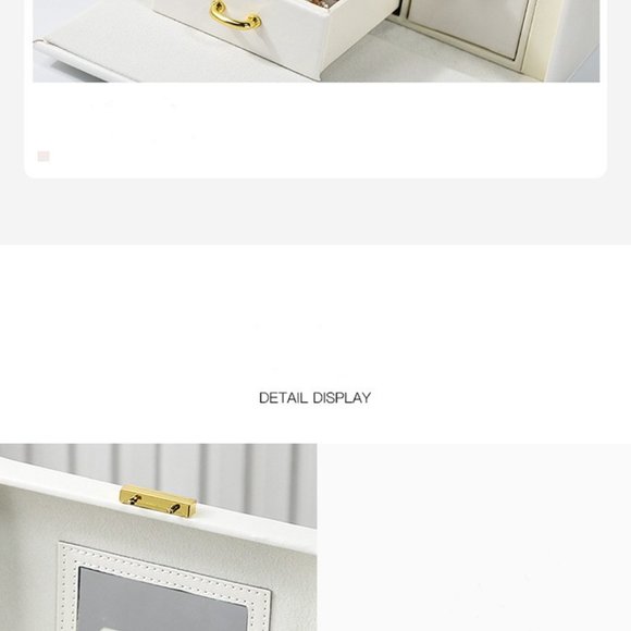 PU Leather Ladder Style Jewelry Box with Lock Mirror and Side Doors - Picture 7 of 7